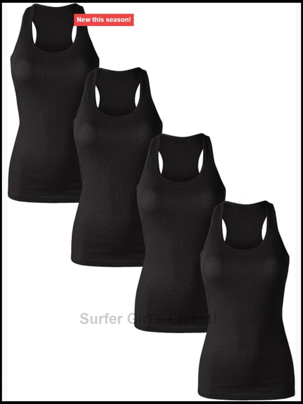 Cotton Ribbed Racerback Tank Tops for Women - Pack of 4 Athletic Yoga Workout